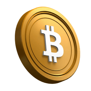 Tilted Bitcoin BTC coin functioning as a visual element within the hero section